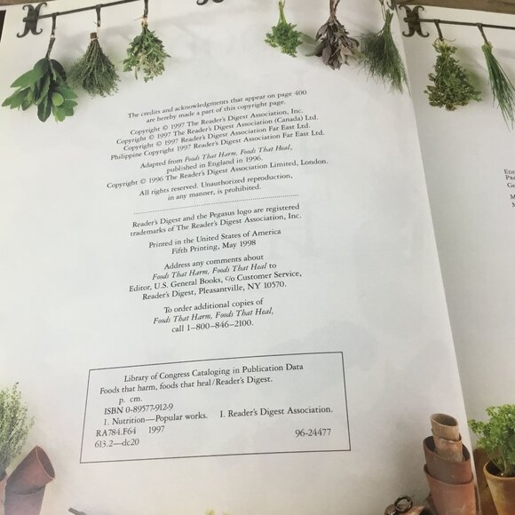 Readers Digest Foods That Harm Foods That Heal 1996 Hardcover A-Z Guide To Safe - Picture 6 of 14